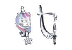 Серебряные cерьги классические с эмалью