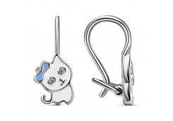 Серебряные cерьги классические с эмалью