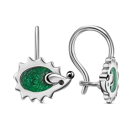 Серебряные cерьги классические с эмалью