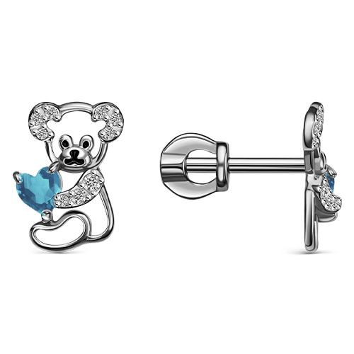 Серебряные cерьги пусеты (гвоздики) с эмалью