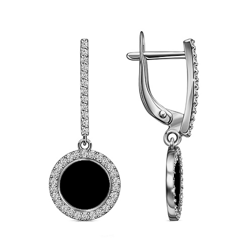 Серебряные cерьги висячие с эмалью