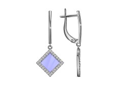 Серебряные cерьги висячие с эмалью