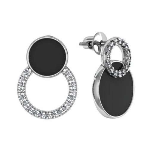 Серебряные cерьги пусеты (гвоздики) с эмалью