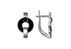 Серебряные cерьги классические с эмалью