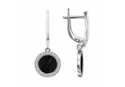 Серебряные cерьги висячие с эмалью