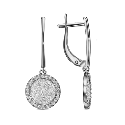 Серебряные cерьги висячие с эмалью