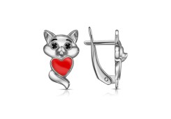 Серебряные cерьги классические с позолотой с эмалью