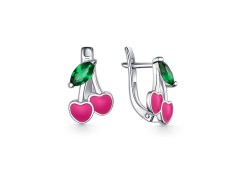 Серебряные cерьги классические с эмалью
