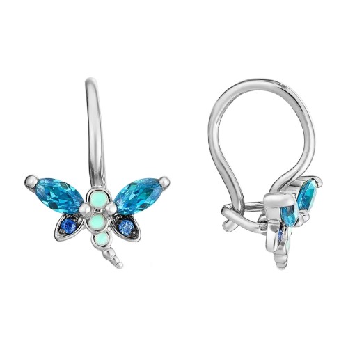 Серебряные cерьги классические с фианитом