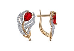 Серебряные cерьги классические с позолотой с фианитом