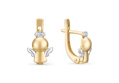 Серебряные cерьги классические с позолотой с фианитом