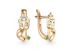 Серебряные cерьги классические с позолотой с фианитом