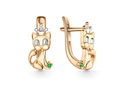 Серебряные cерьги классические с позолотой с фианитом