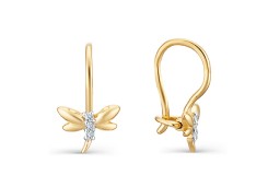 Серебряные cерьги классические с позолотой с фианитом