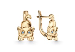 Серебряные cерьги классические с позолотой с фианитом