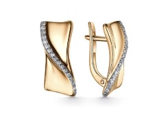 Серебряные cерьги классические с позолотой с фианитом