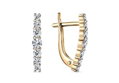 Серебряные cерьги с позолотой с фианитом