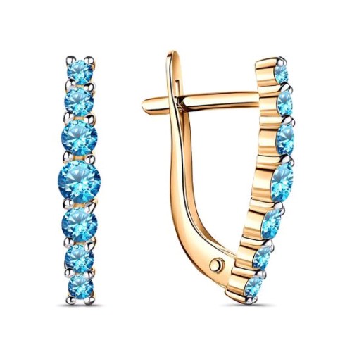 Серебряные cерьги с позолотой с фианитом