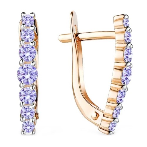 Серебряные cерьги с позолотой с фианитом