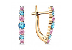 Серебряные cерьги с позолотой с фианитом