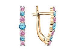 Серебряные cерьги с позолотой с фианитом