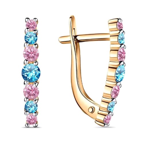 Серебряные cерьги с позолотой с фианитом