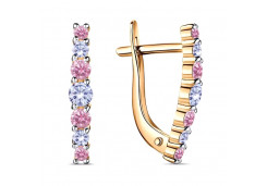 Серебряные cерьги с позолотой с фианитом