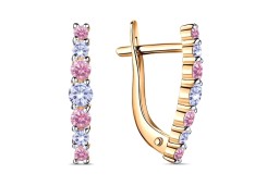 Серебряные cерьги с позолотой с фианитом