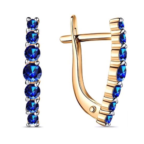 Серебряные cерьги с позолотой с фианитом