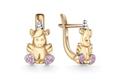 Серебряные cерьги классические с позолотой с фианитом