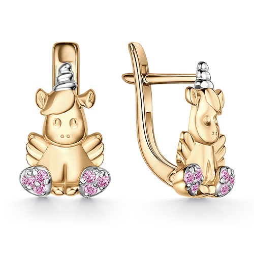 Серебряные cерьги классические с позолотой с фианитом