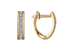 Серебряные cерьги с позолотой с фианитом