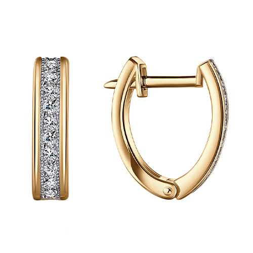 Серебряные cерьги с позолотой с фианитом