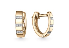 Серебряные cерьги классические с позолотой с фианитом