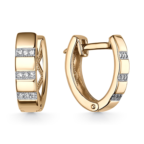 Серебряные cерьги классические с позолотой с фианитом