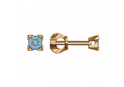 Серебряные cерьги пусеты (гвоздики) с позолотой с фианитом