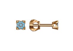 Серебряные cерьги пусеты (гвоздики) с позолотой с фианитом