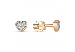 Серебряные cерьги пусеты (гвоздики) с позолотой с фианитом