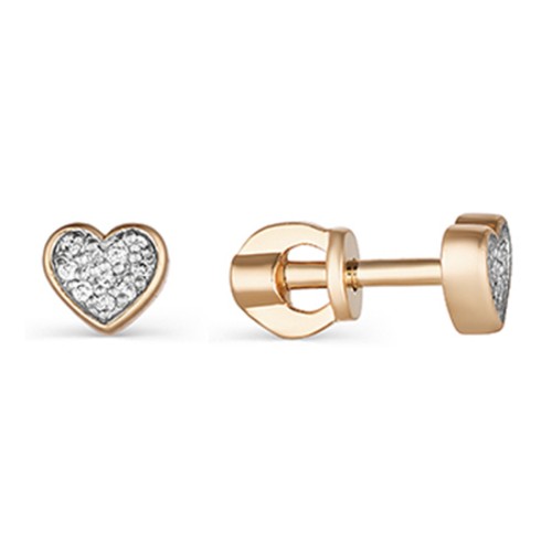 Серебряные cерьги пусеты (гвоздики) с позолотой с фианитом