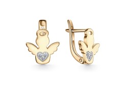 Серебряные cерьги классические с позолотой с фианитом