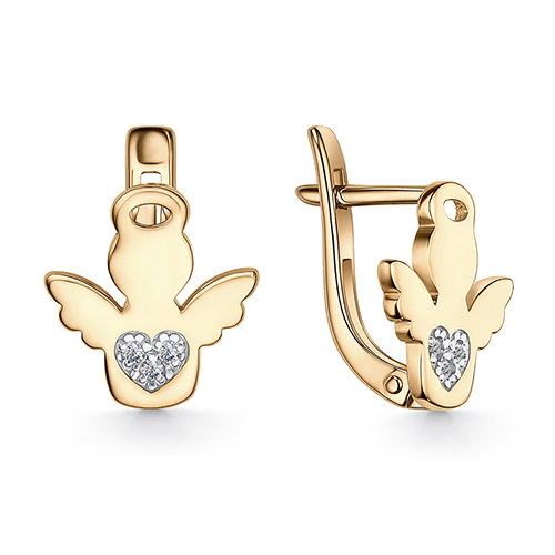 Серебряные cерьги классические с позолотой с фианитом