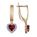 Серебряные cерьги висячие с позолотой с фианитом