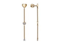 Серебряные cерьги пусеты (гвоздики) с позолотой с фианитом