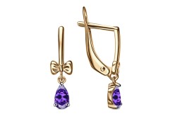 Серебряные cерьги висячие с позолотой с фианитом