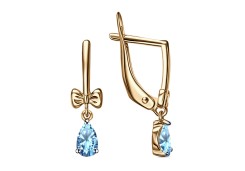 Серебряные cерьги висячие с позолотой с фианитом