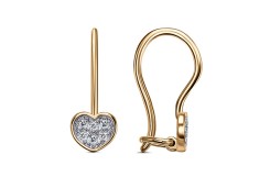 Серебряные cерьги классические с позолотой с фианитом