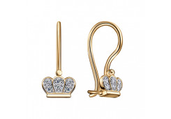 Серебряные cерьги классические с позолотой с фианитом