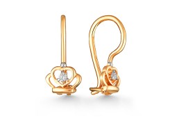 Серебряные cерьги классические с позолотой с фианитом