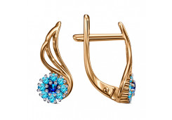 Серебряные cерьги классические с позолотой с фианитом
