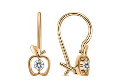 Серебряные cерьги классические с позолотой с фианитом